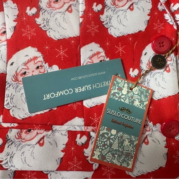 Kids Christmas Suit Classic Santa Print Suslo Couture - Picture 6 of 10